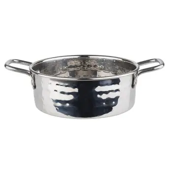 APS Serving Pot 18.5 oz. stainless steel hammered finish round Mumbai