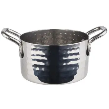 APS Serving Pot 10 oz. stainless steel hammered finish round Mumbai