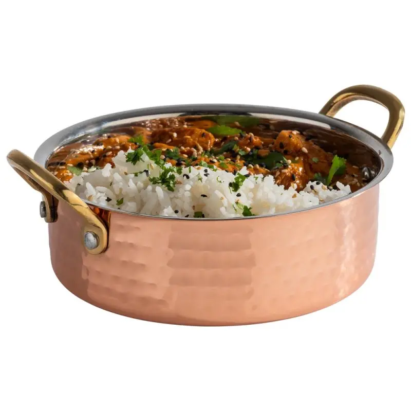 APS Serving Pot 23.5 oz. copper/aluminum hammered finish round Mumbai