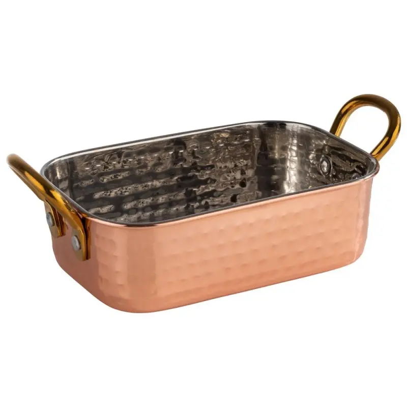 APS Serving Pot 5.2 oz. copper/aluminum hammered finish rectangular Mumbai APS Serving Pot 5.2 oz. copper/aluminum hammered finish rectangular Mumbai