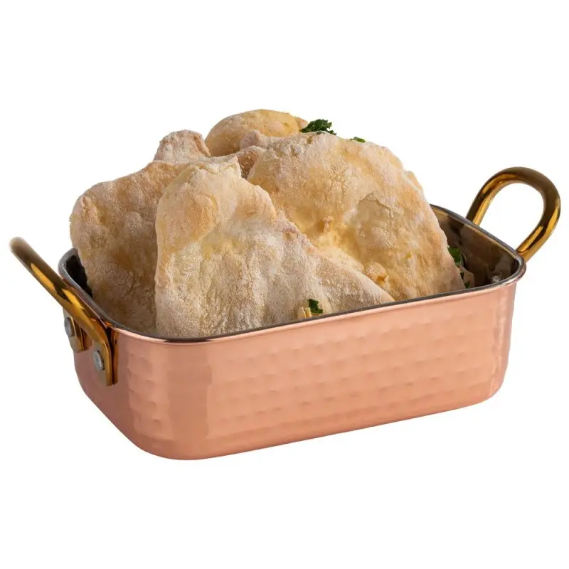 APS Serving Pot 5.2 oz. copper/aluminum hammered finish rectangular Mumbai APS Serving Pot 5.2 oz. copper/aluminum hammered finish rectangular Mumbai