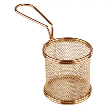 APS Fry Basket 3-1/8" gold finish stainless steel round Snackholder