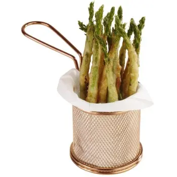 APS Fry Basket 3-1/8" gold finish stainless steel round Snackholder