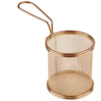 APS Fry Basket 3-1/2" gold finish stainless steel round Snackholder