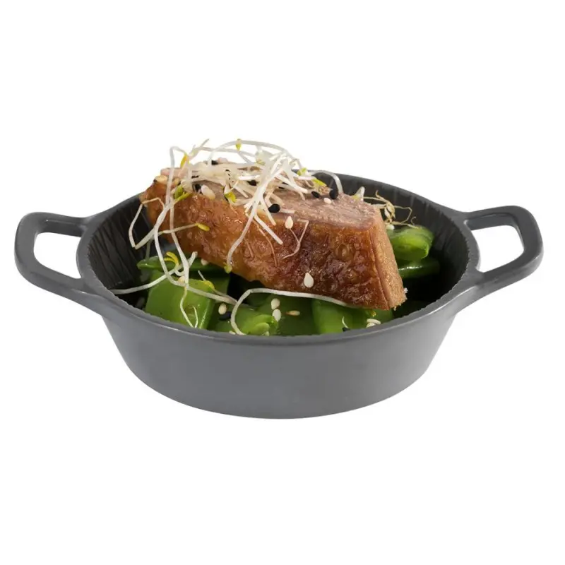 APS Bowl 2-3/8 oz. gray hammered melamine round handled Mini - Case of 60