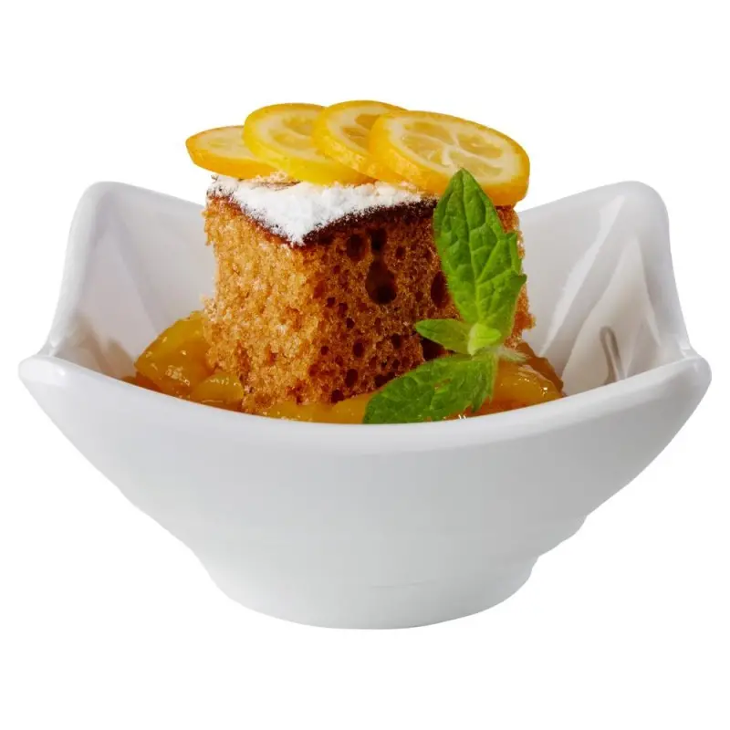 APS Bowl 3-1/2 oz. white melamine square Mini - Case of 24 APS Bowl 3-1/2 oz. white melamine square Mini - Case of 24