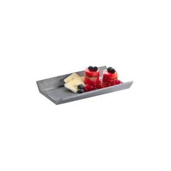 APS Tray Gastronorm 1/4 10.5" x 6.5" x 1.5" H melamine dark patterned concrete Element - Case of 6