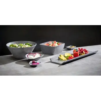 APS Tray Gastronorm 1/3 12.875" x 7" x 1.5" H melamine dark patterned concrete Element - Case of 6