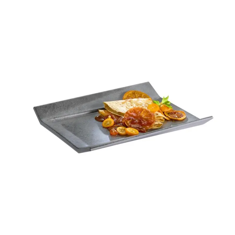 APS Tray Gastronorm 1/2 12.875" x 10.5" x 1.5" H melamine dark patterned concrete Element - Case of 4 APS Tray Gastronorm 1/2 12.875" x 10.5" x 1.5" H melamine dark patterned concrete Element - Case of 4
