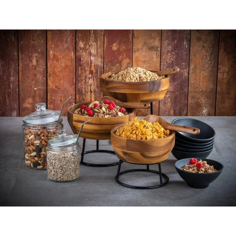 APS Bowl 101 oz. 10.625" diameter x 3.375" height round wood Acacia - Case of 12 APS Bowl 101 oz. 10.625" diameter x 3.375" height round wood Acacia - Case of 12