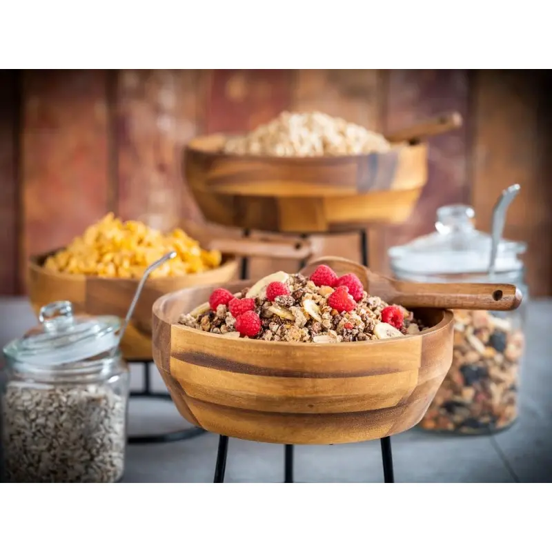 APS Bowl 101 oz. 10.625" diameter x 3.375" height round wood Acacia - Case of 12 APS Bowl 101 oz. 10.625" diameter x 3.375" height round wood Acacia - Case of 12