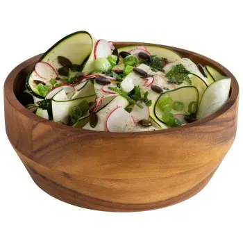 APS Bowl 60 oz. 8.25" diameter x 3.375" height round wood Acacia - Case of 12