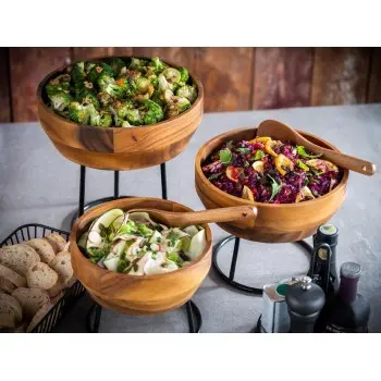 APS Bowl 60 oz. 8.25" diameter x 3.375" height round wood Acacia - Case of 12