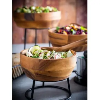 APS Bowl 60 oz. 8.25" diameter x 3.375" height round wood Acacia - Case of 12