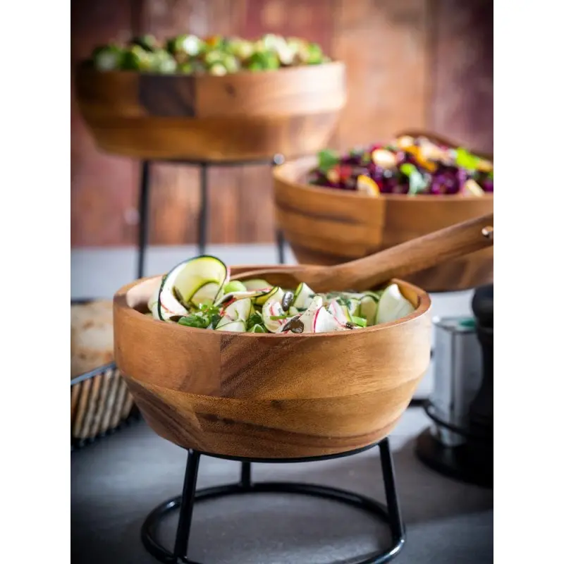 APS Bowl 60 oz. 8.25" diameter x 3.375" height round wood Acacia - Case of 12