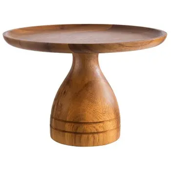 APS Cake Stand 9.5" dia. x 6.375" H acacia