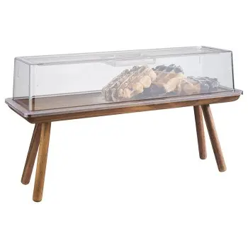 APS Buffet Stand Gastronorm 2/4 20.875" x 6.375" x 7.875" H acacia