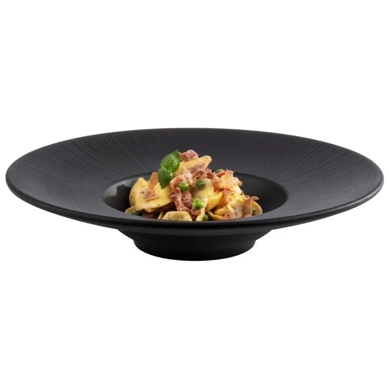 APS Nero Soup Plate 10 oz. melamine black - Case of 6