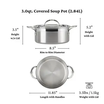 Hestan 3.0qt Covered Soup Pot (20cm) - Set of 2