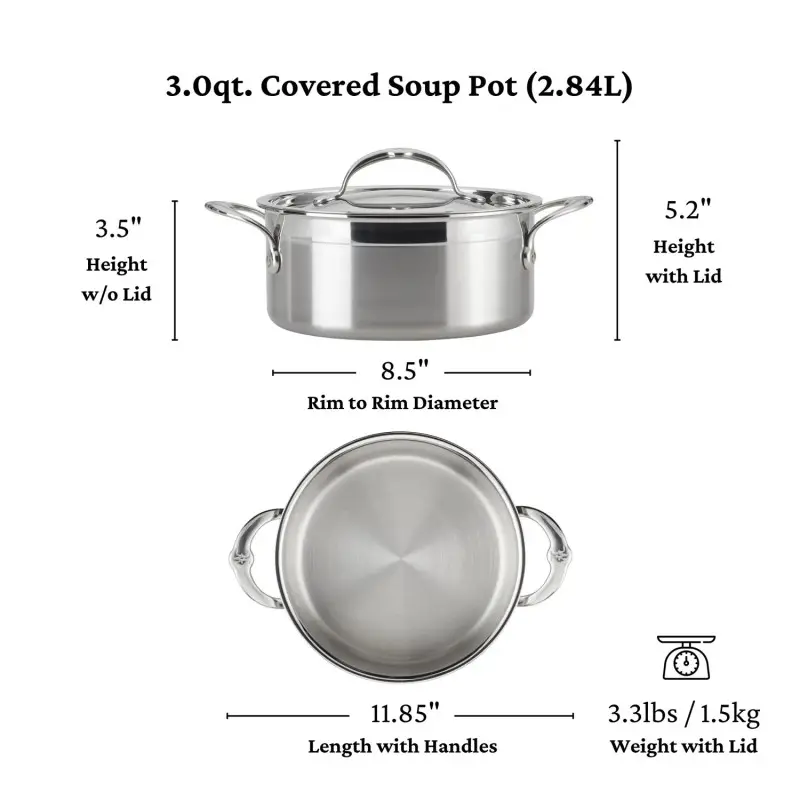 Hestan 3.0qt Covered Soup Pot (20cm) - Set of 2