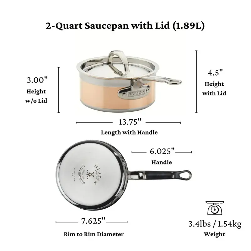 Hestan 2.0qt Covered Saucepan (18cm) - Set of 2 Hestan 2.0qt Covered Saucepan (18cm) - Set of 2