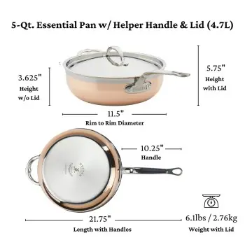 Hestan 5qt Covered Essential Pan w/helper handle (28cm) - Set of 2