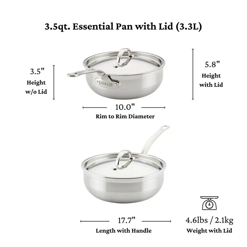 Hestan 3.5qt Covered Essential Pan (24cm) - Set of 2 Hestan 3.5qt Covered Essential Pan (24cm) - Set of 2