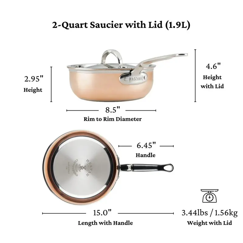 Hestan 2.0qt Covered Saucier (20cm) - Set of 2