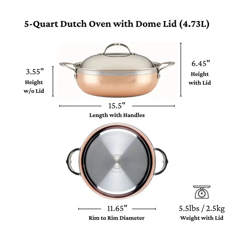 Hestan 5.0qt Dutch Oven w/Dome Lid (28cm) - Set of 2