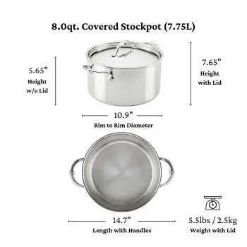 Hestan 8 qt Covered Stock Pot (26cm) - Set of 2