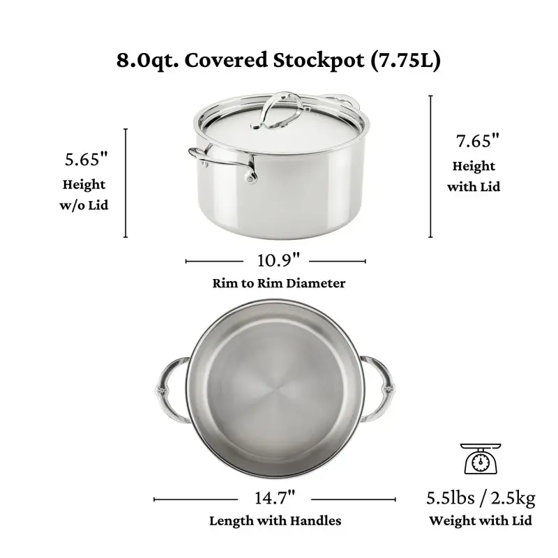 Hestan 8 qt Covered Stock Pot (26cm) - Set of 2 Hestan 8 qt Covered Stock Pot (26cm) - Set of 2