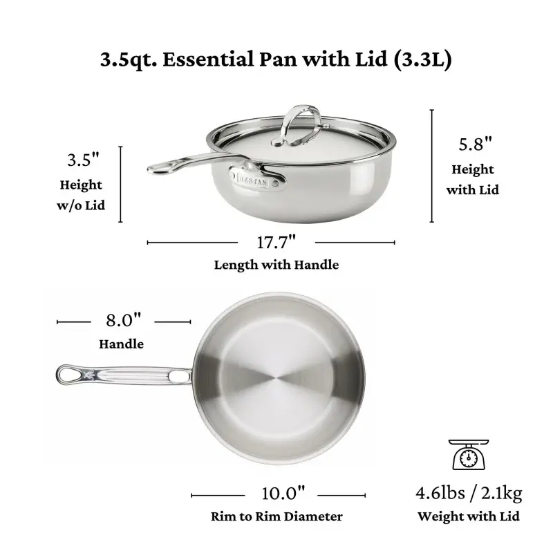 Hestan 3.5qt Covered Essential Pan (24cm) - Set of 2