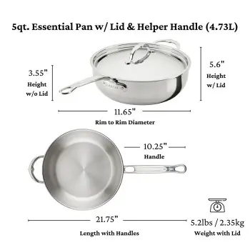 Hestan 5qt Covered Essential Pan (28cm) w/HH - Set of 2