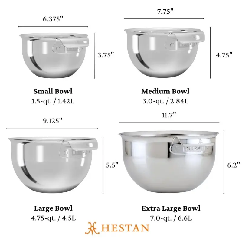 Hestan 4pc Stainless Steel Mixing Bowl Set - Set of 2