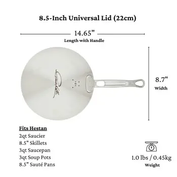 Hestan 22cm/8.5" Universal SS Lid - Set of 2