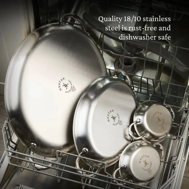 Hestan Set of 2, Stainless Steel 13oz Oval Au Gratin, Small (6.5" x 5.5" each) - Set of 2