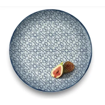 Schonwald Round Plate 12-5/8" dia. coupe - Dark Blue with Ornaments - Case of 6