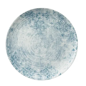 Schonwald Round Plate 11" dia. coupe - Structure Blue with Ornaments - Case of 6