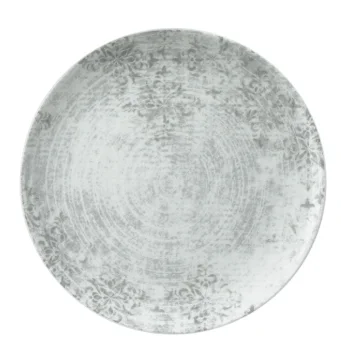 Schonwald Round Plate 11" dia. coupe - Structure Grey with Ornaments - Case of 6