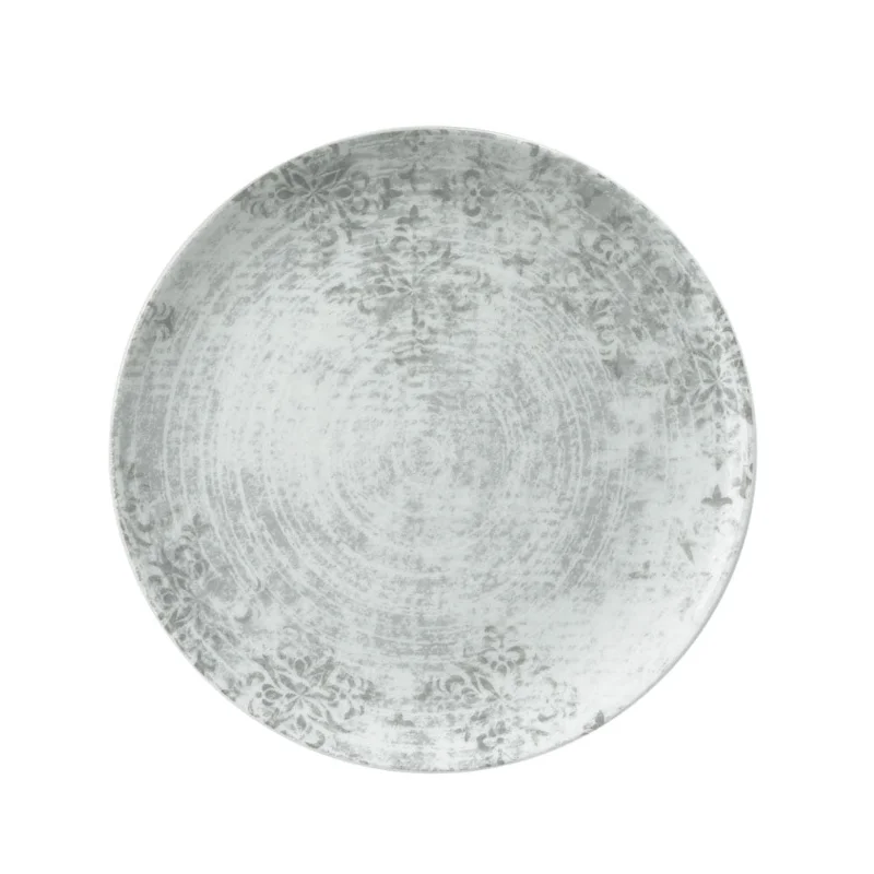 Schonwald Round Plate 11" dia. coupe - Structure Grey with Ornaments - Case of 6 Schonwald Round Plate 11" dia. coupe - Structure Grey with Ornaments - Case of 6