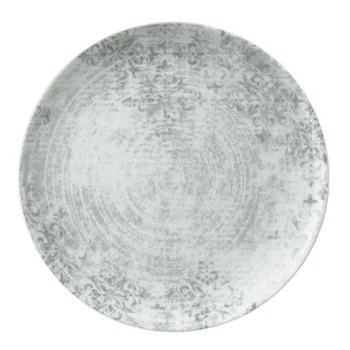 Schonwald Round Plate 7-7/8" dia. coupe - Structure Grey with Ornaments - Case of 12