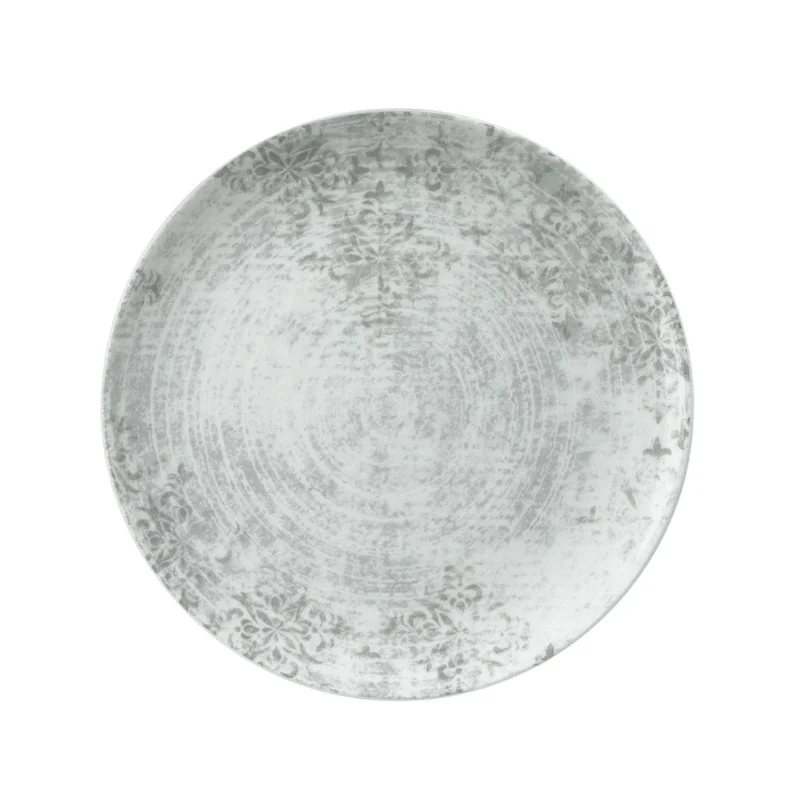 Schonwald Round Plate 7-7/8" dia. coupe - Structure Grey with Ornaments - Case of 12 Schonwald Round Plate 7-7/8" dia. coupe - Structure Grey with Ornaments - Case of 12