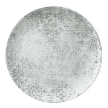 Schonwald Round Plate 6-2/3" dia. coupe - Structure Grey with Ornaments - Case of 12