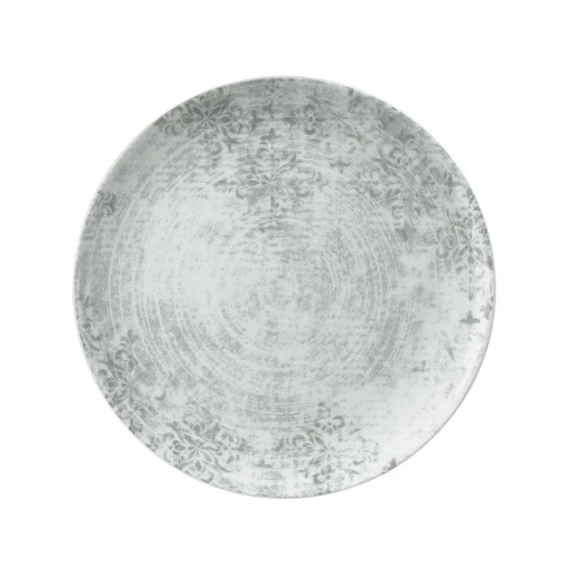 Schonwald Round Plate 6-2/3" dia. coupe - Structure Grey with Ornaments - Case of 12 Schonwald Round Plate 6-2/3" dia. coupe - Structure Grey with Ornaments - Case of 12