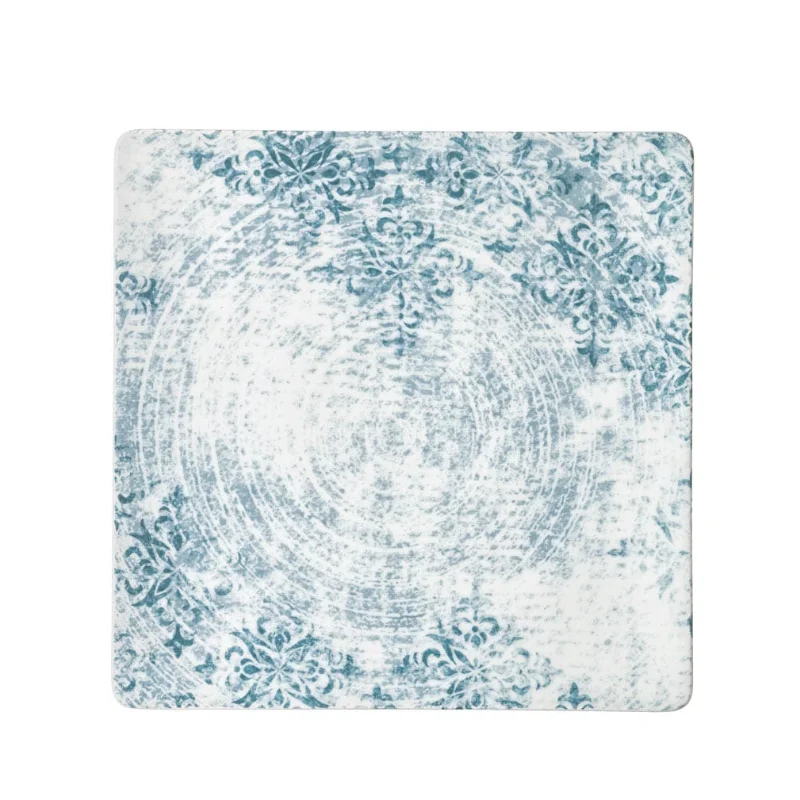 Schonwald Square Plate 9-1/2" x 9-1/2" - Structure Blue with Ornaments - Case of 6 Schonwald Square Plate 9-1/2" x 9-1/2" - Structure Blue with Ornaments - Case of 6