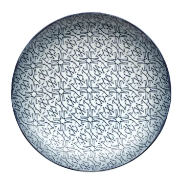 Schonwald Round Plate 11" - Dark Blue with Ornaments - Case of 6