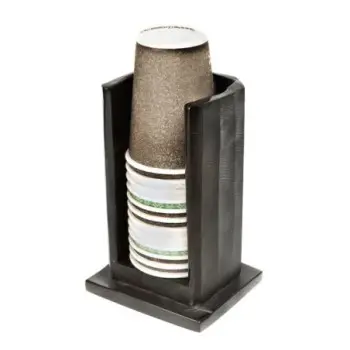 Kenny Mack Cup/Lid Holder Carved 4 1/2 in x 4 1/2 in x 8 in Espresso - Set of 6