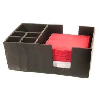 Kenny Mack Bar Napkin/Straw Holder Carved 10 1/4 in x 6 1/2 in x 4 in Espresso