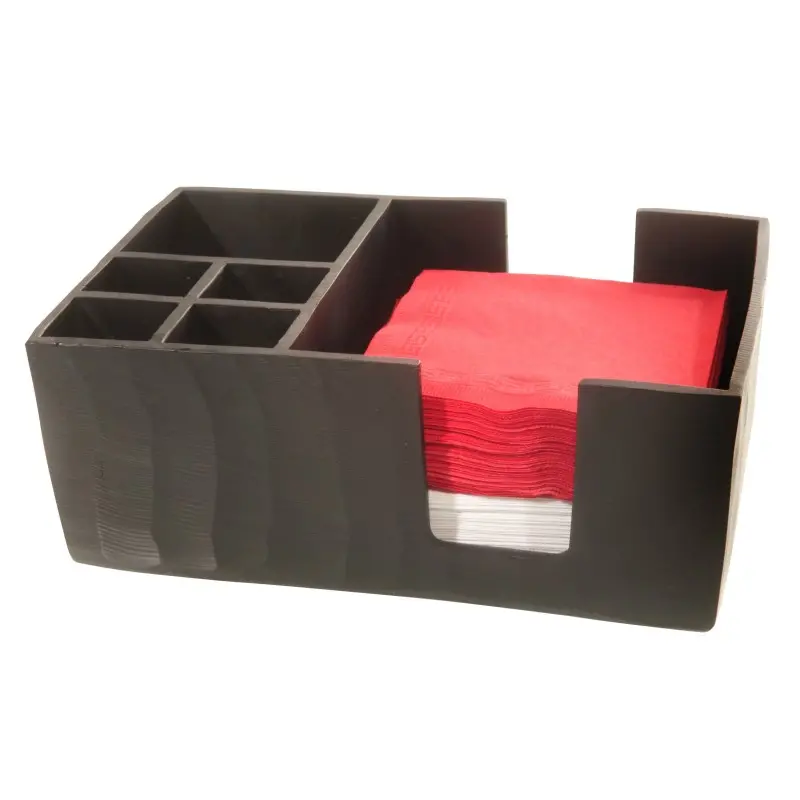 Kenny Mack Bar Napkin/Straw Holder Carved 10 1/4 in x 6 1/2 in x 4 in Espresso