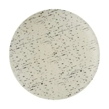 My Glass Studio Flat Cake Plate 13 in x 3/8 in Mid Modern Cream/Dark Grey - Set of 4